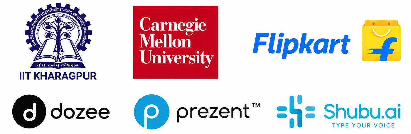 IIT Kharagpur, Carnegie Mellon University, Flipkart, Dozee, Prezent and Shubu.ai